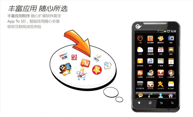 天语e800 搭载Android OS 2.2操作系统